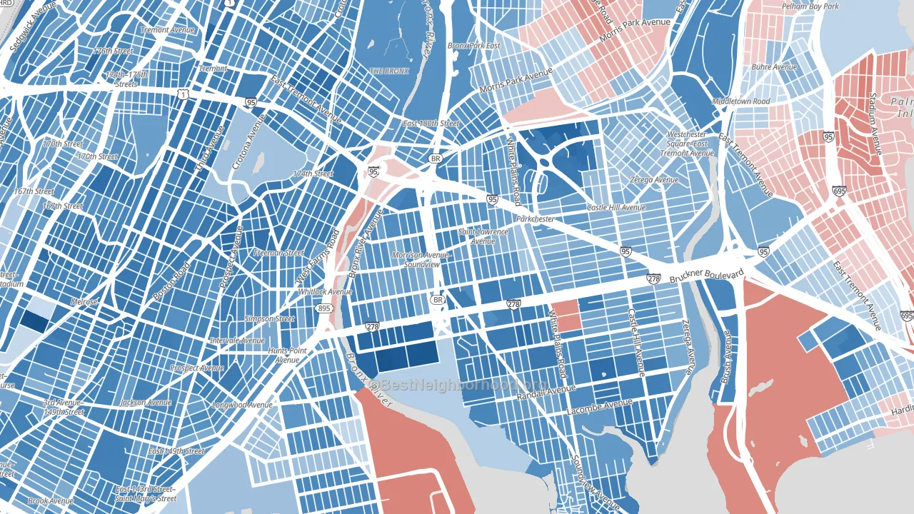 10472, NY block-group political-lean map