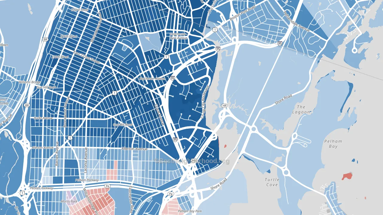 10475, NY block-group political-lean map
