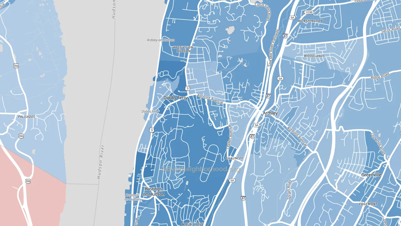 10522, NY block-group political-lean map