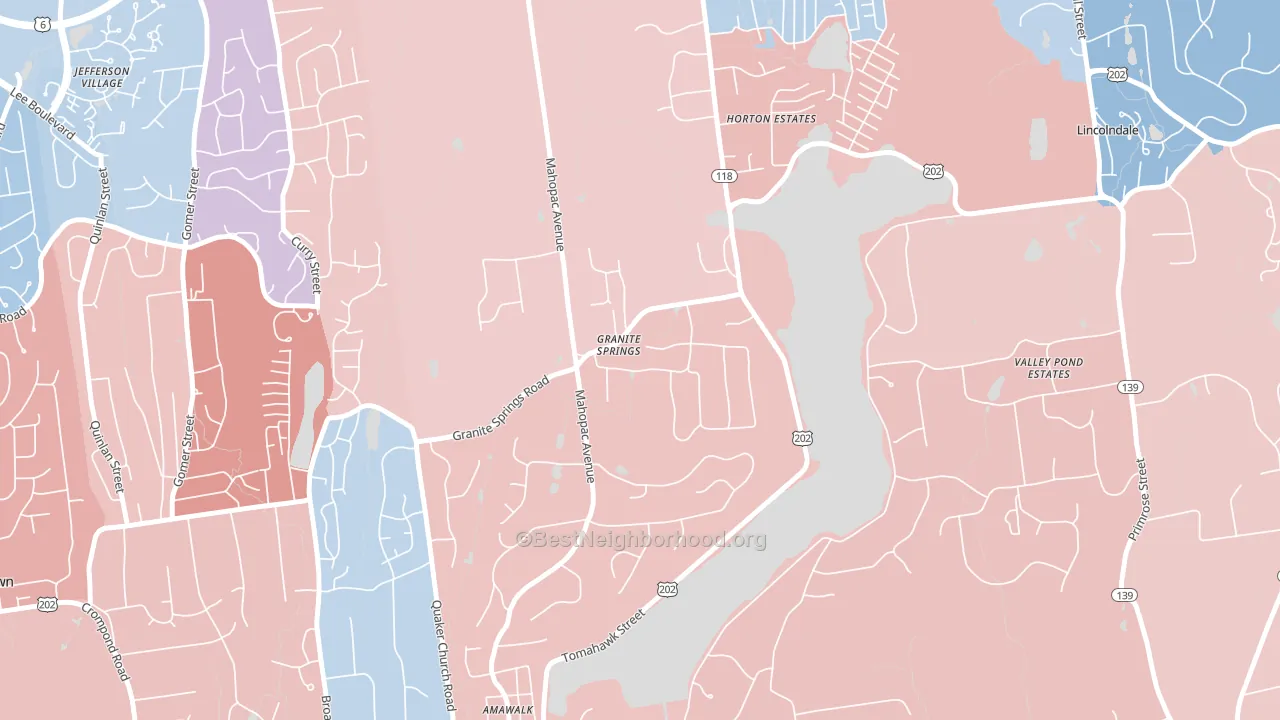 10527, NY block-group political-lean map