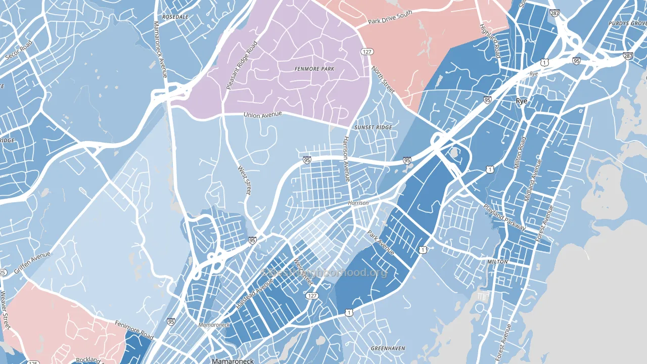 10528, NY block-group political-lean map