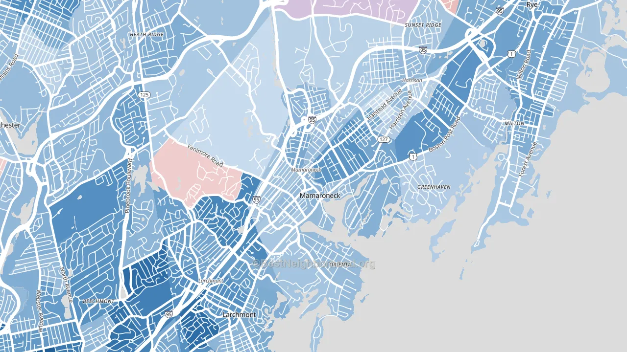 10543, NY block-group political-lean map