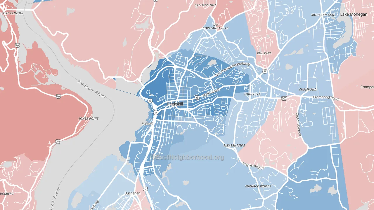 10566, NY block-group political-lean map