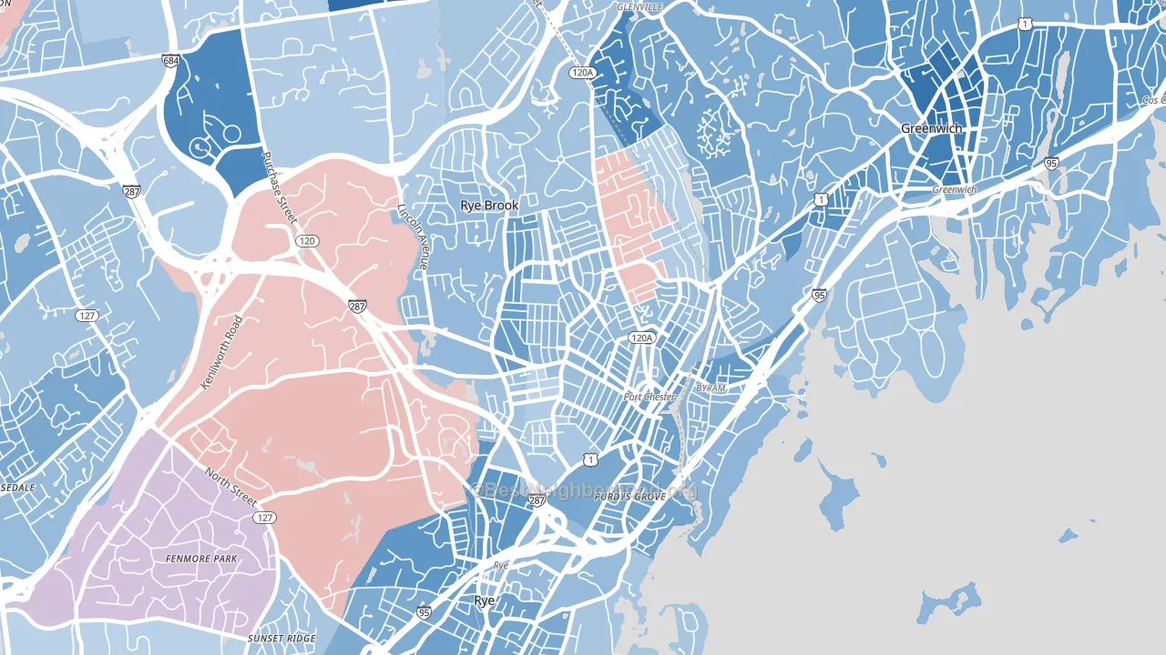 10573, NY block-group political-lean map
