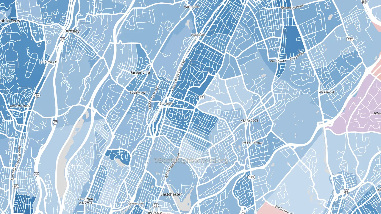 10583, NY block-group political-lean map