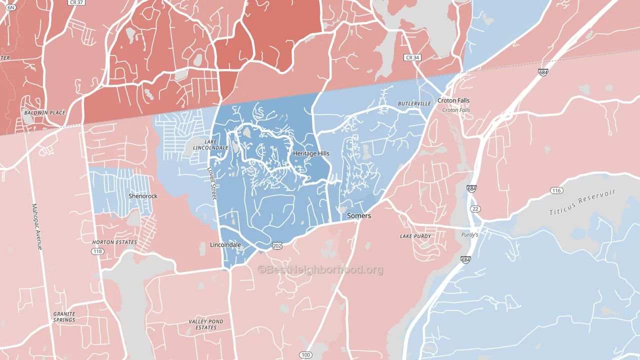 10589, NY block-group political-lean map