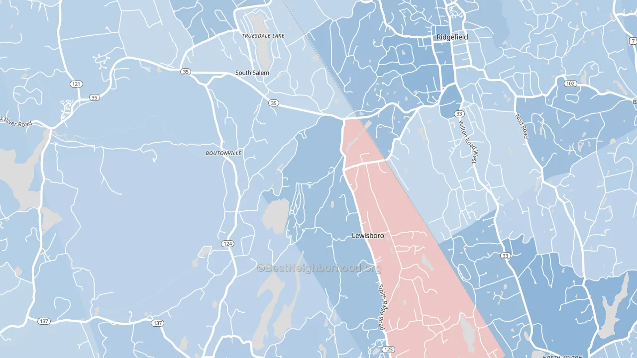 10590, NY block-group political-lean map