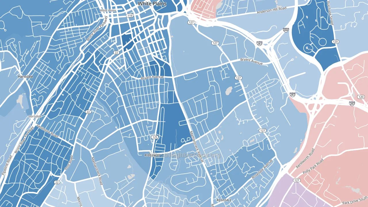 10605, NY block-group political-lean map