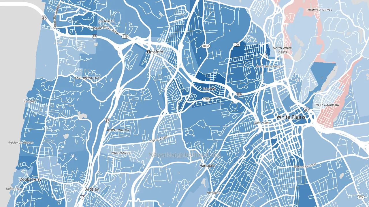 10607, NY block-group political-lean map
