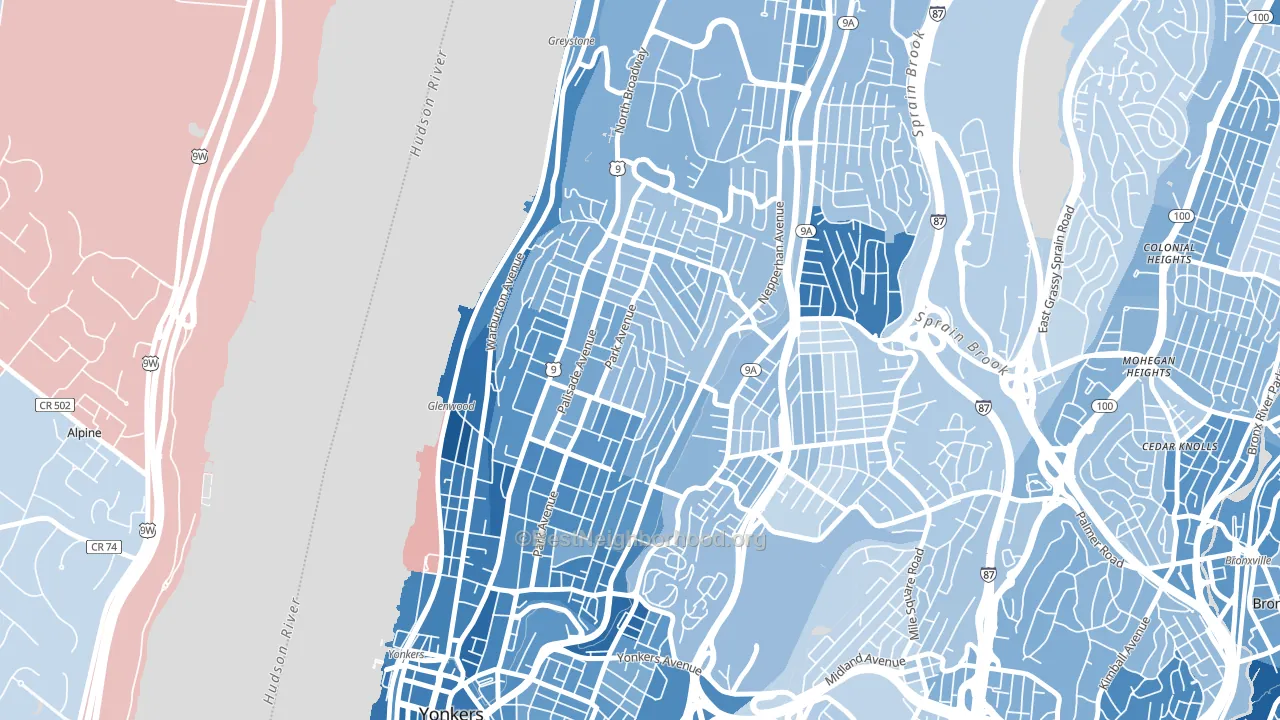 10703, NY block-group political-lean map