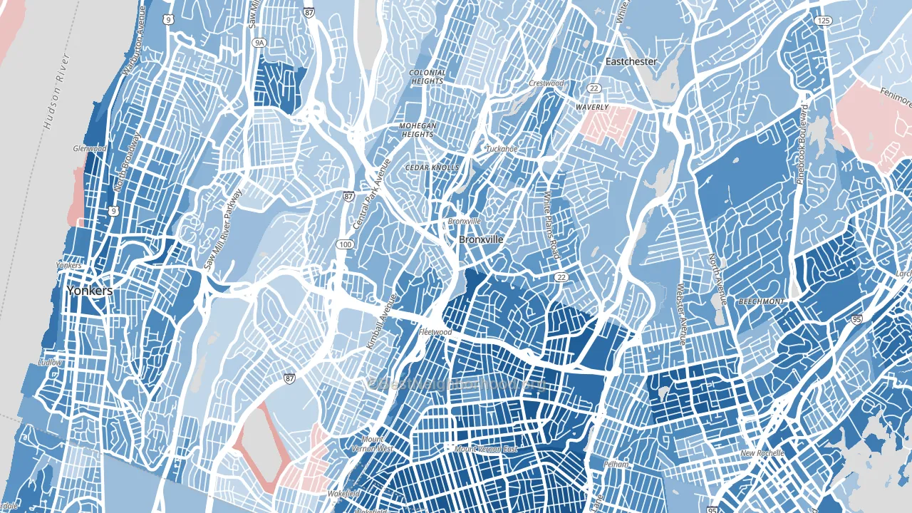10708, NY block-group political-lean map