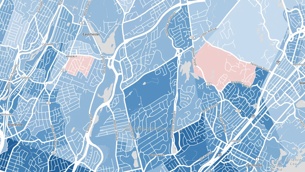 10804, NY block-group political-lean map