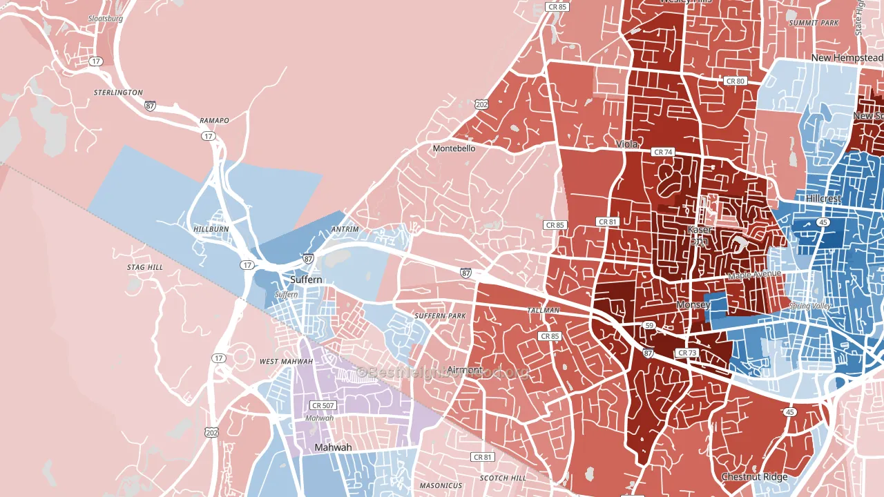 10901, NY block-group political-lean map