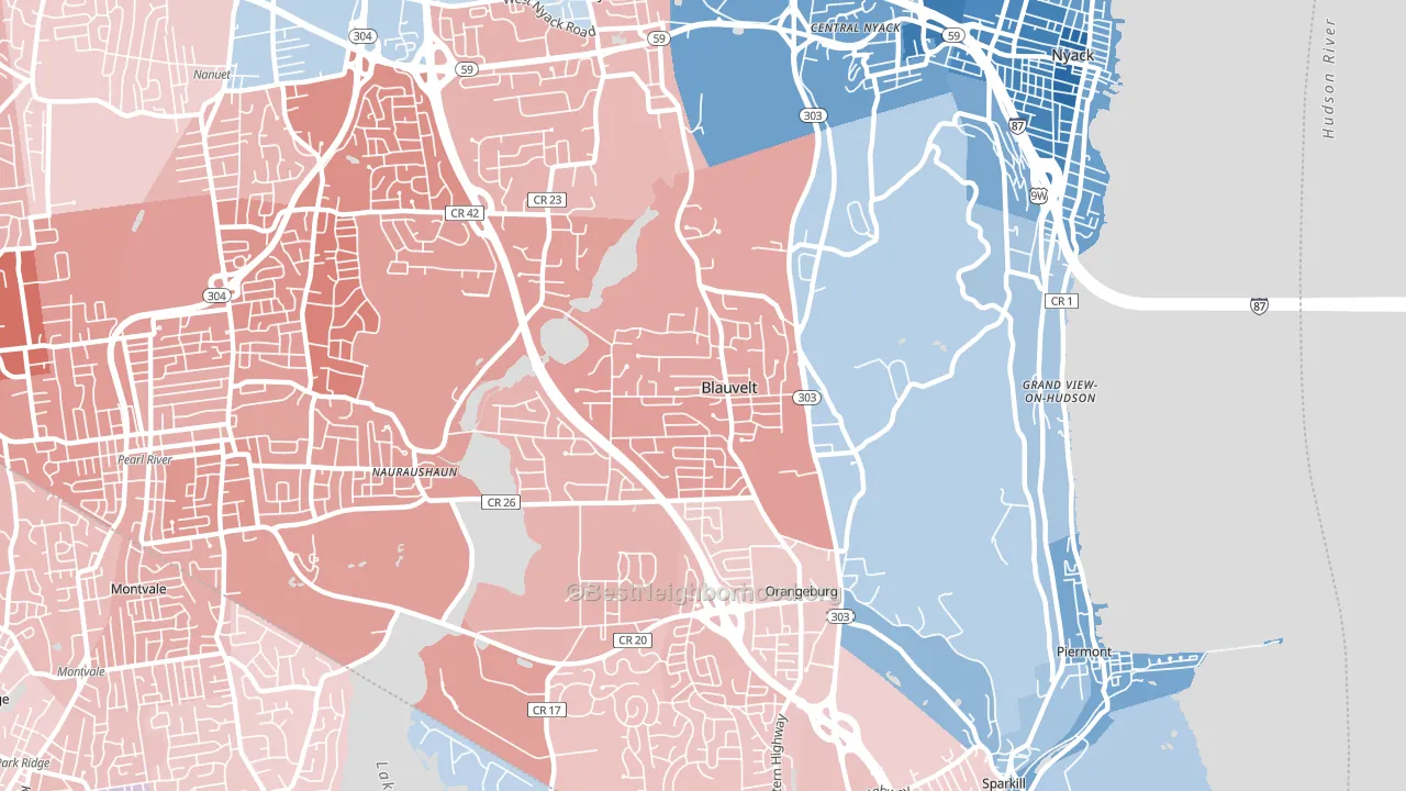10913, NY block-group political-lean map