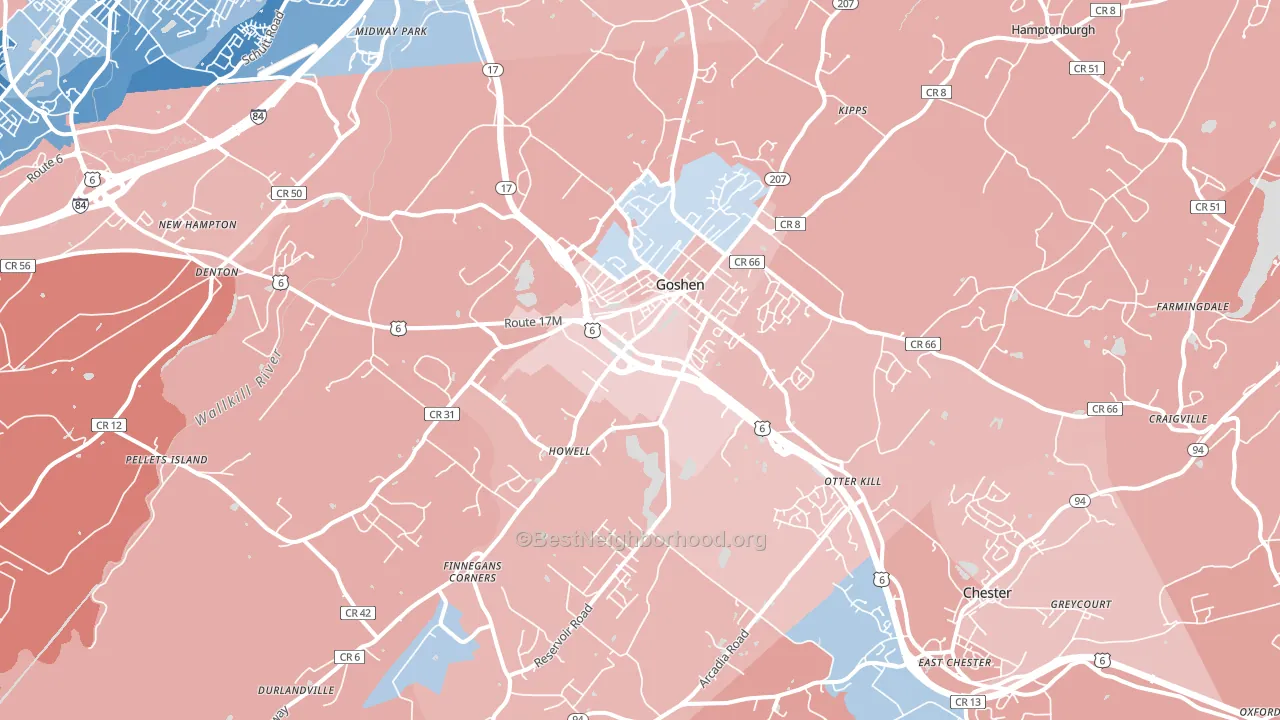 10924, NY block-group political-lean map