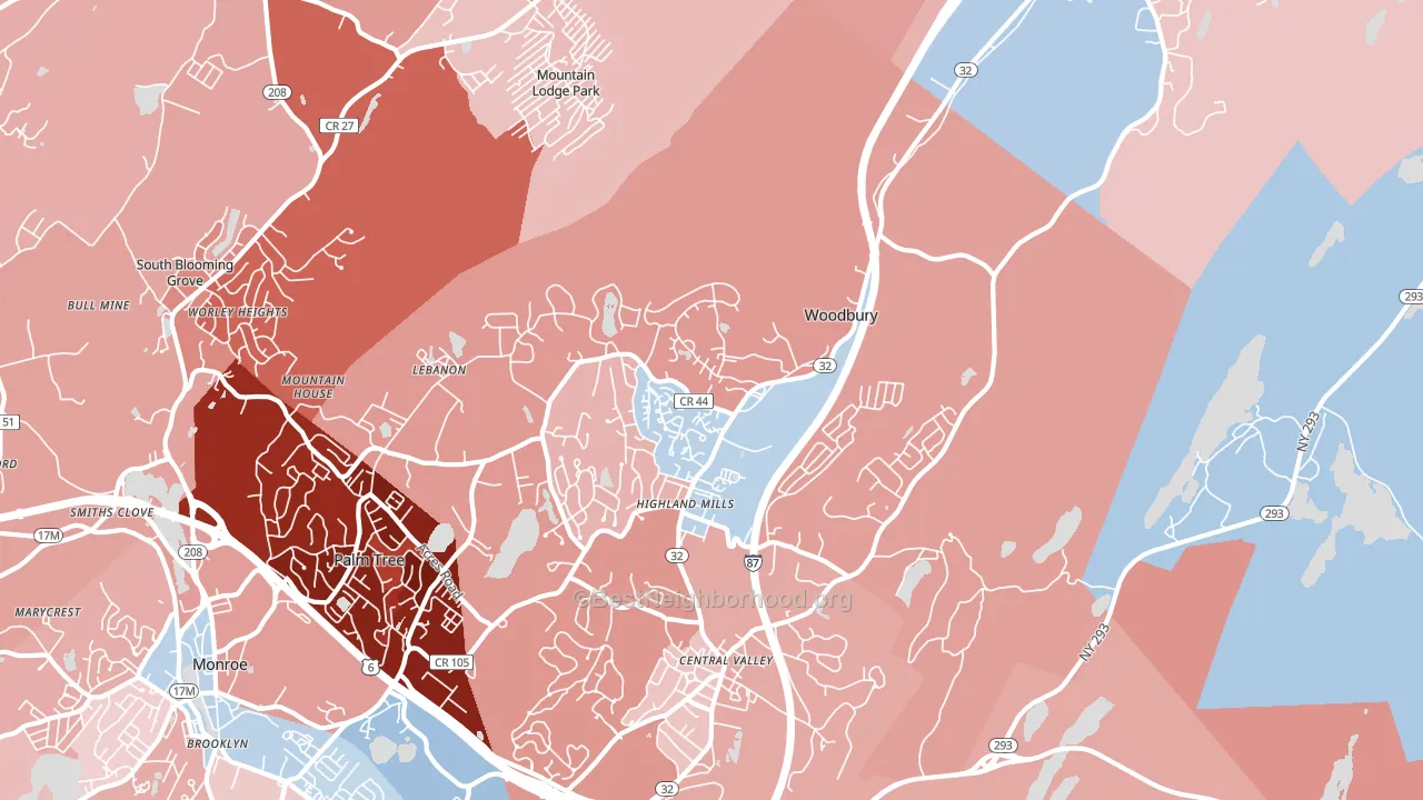 10930, NY block-group political-lean map