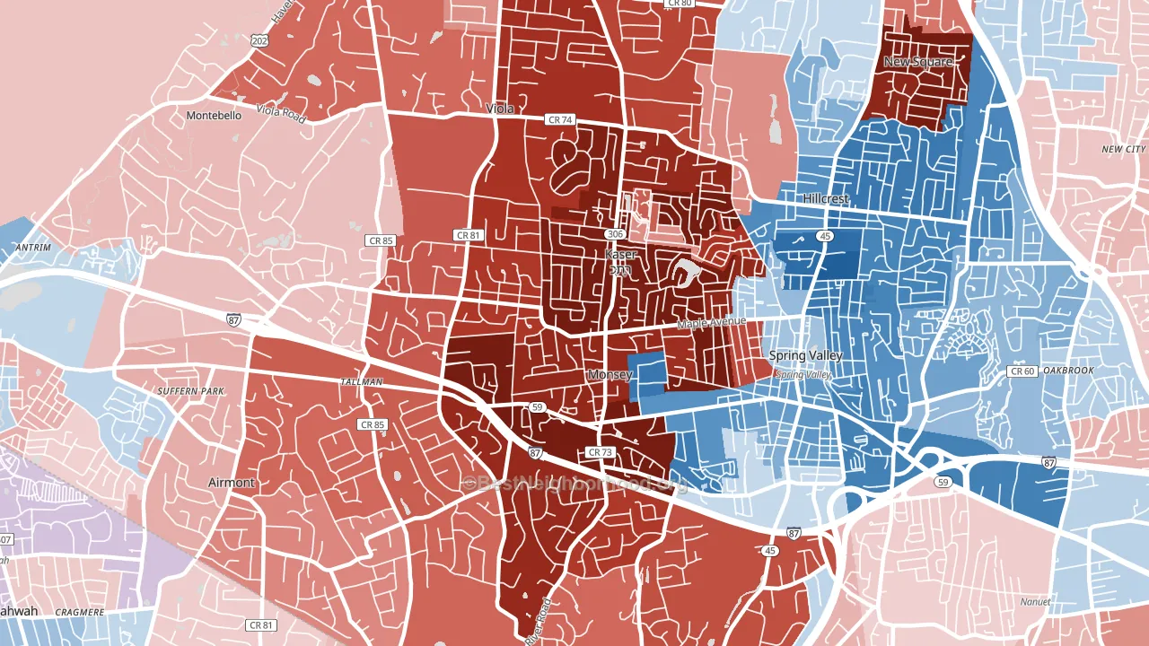 10952, NY block-group political-lean map