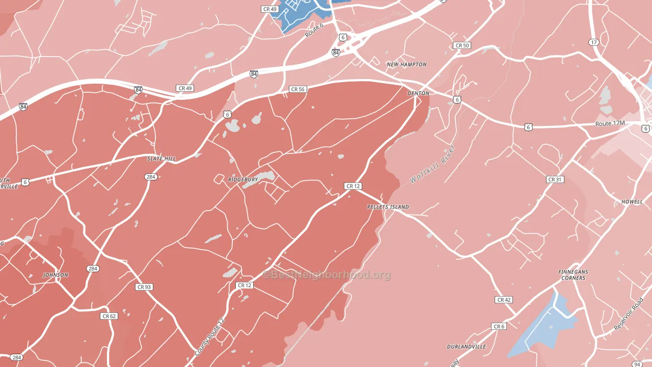 10958, NY block-group political-lean map