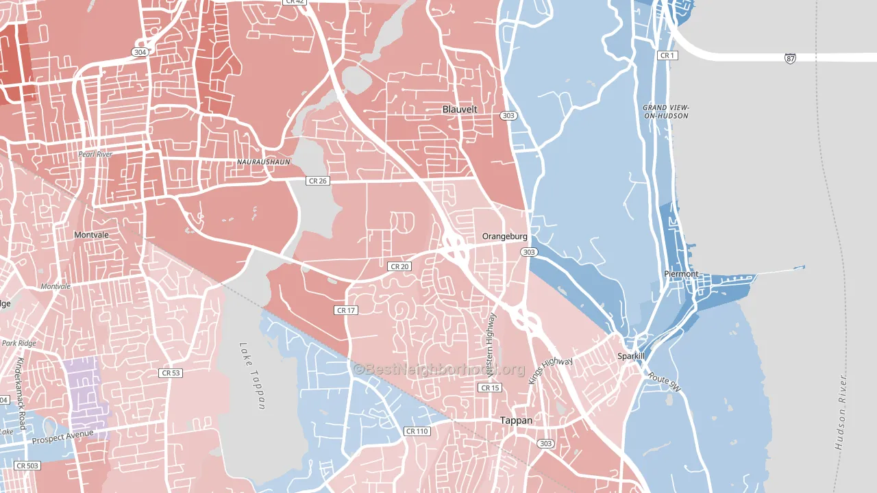 10962, NY block-group political-lean map