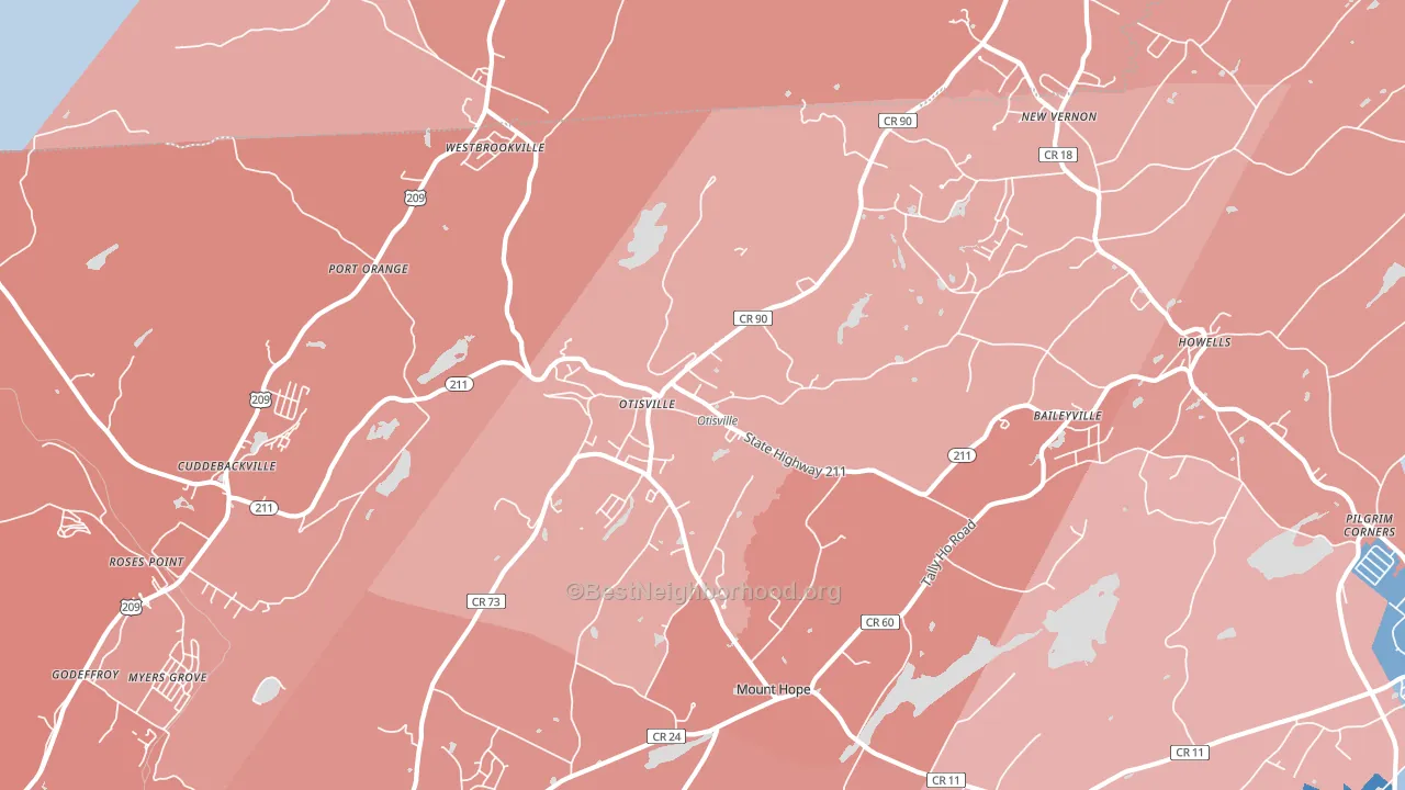 10963, NY block-group political-lean map
