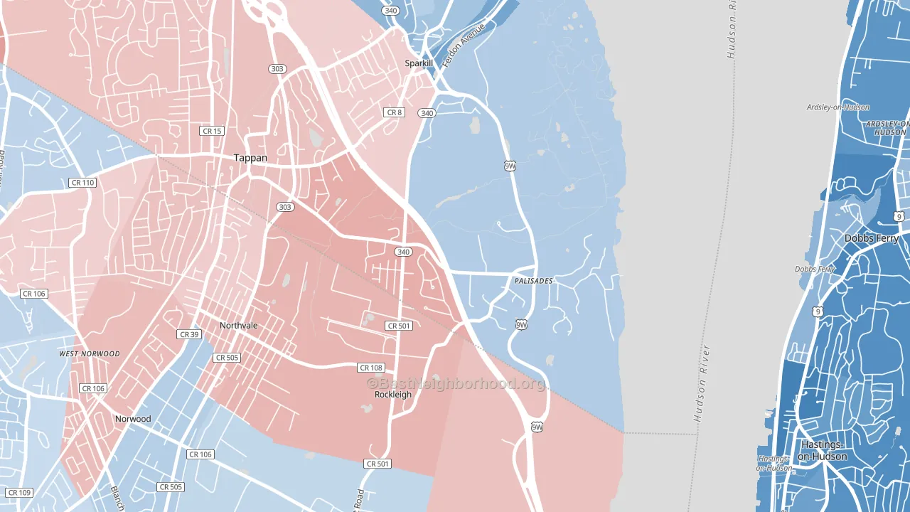 10964, NY block-group political-lean map