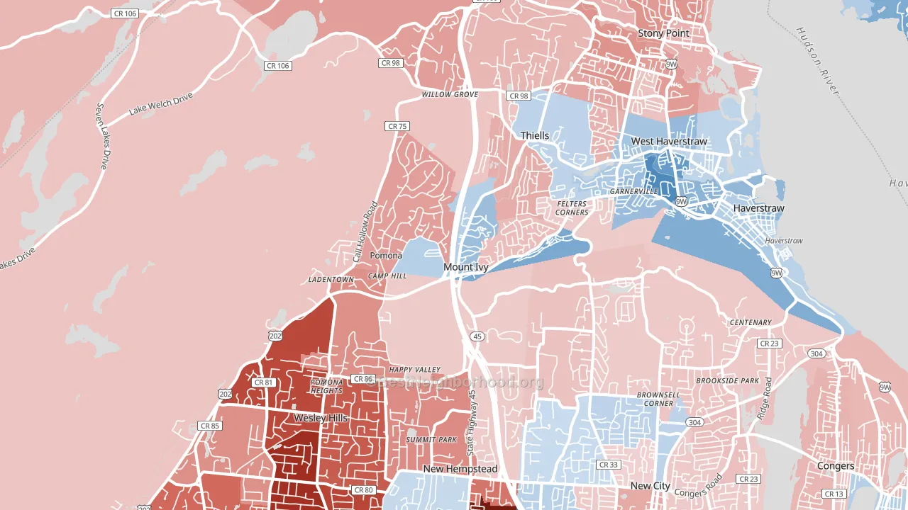 10970, NY block-group political-lean map