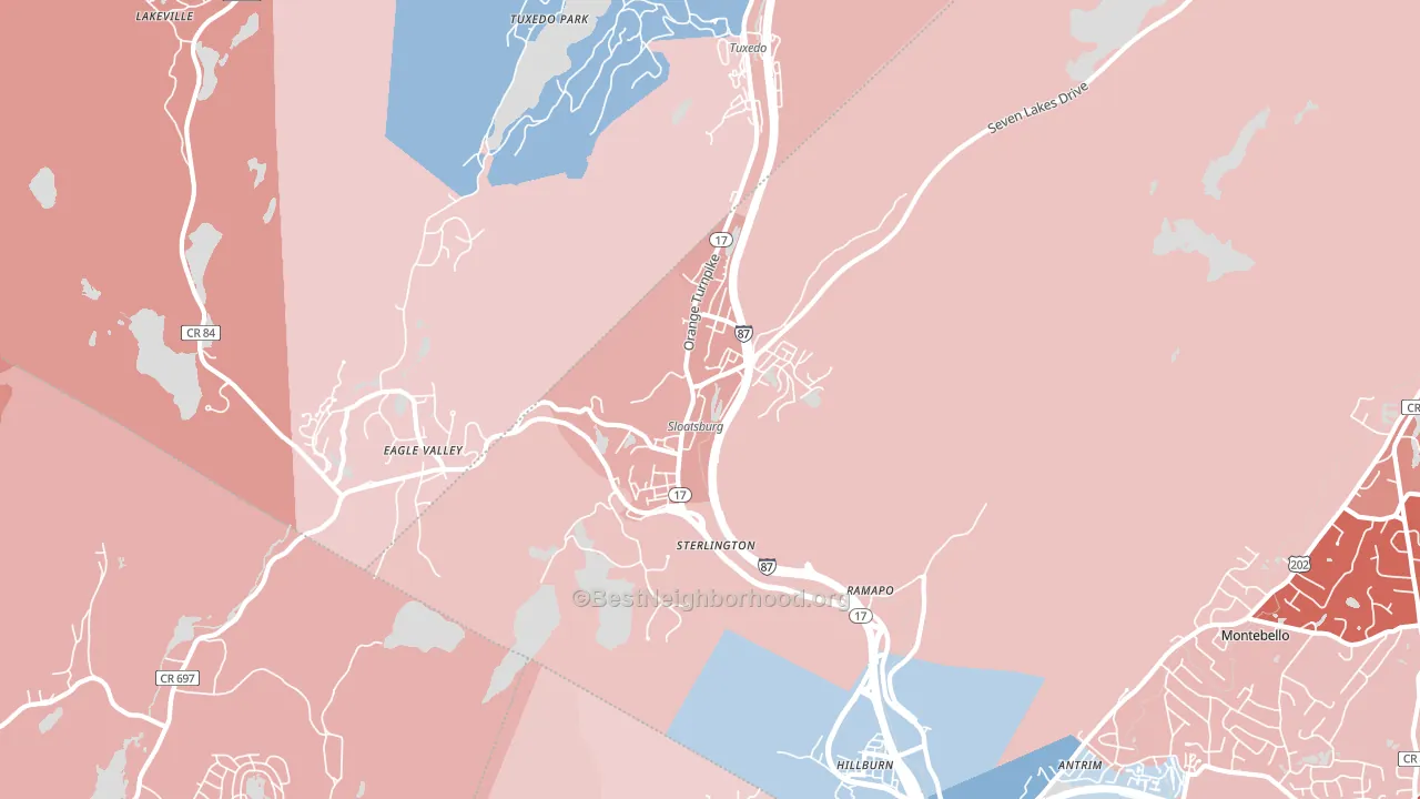 10974, NY block-group political-lean map