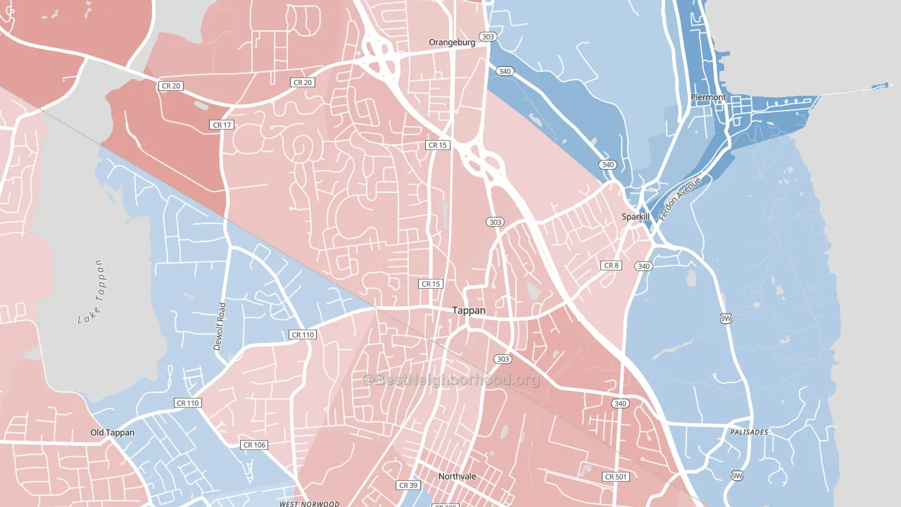 10983, NY block-group political-lean map