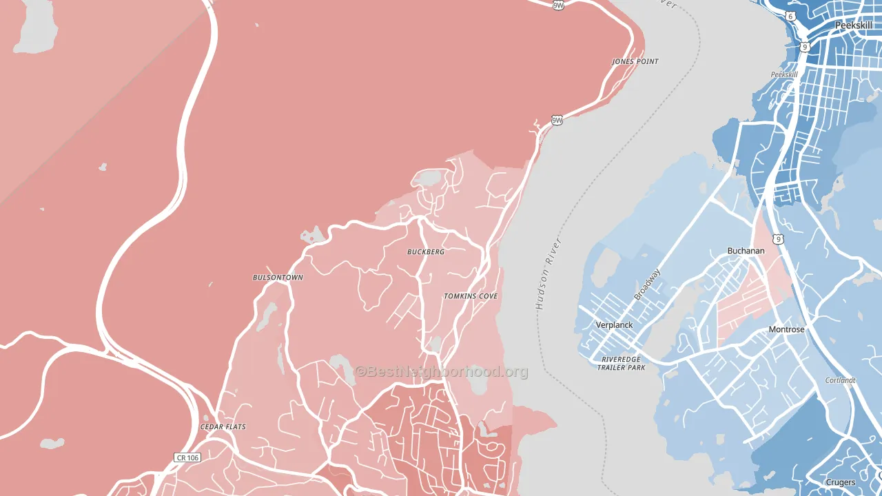 10986, NY block-group political-lean map