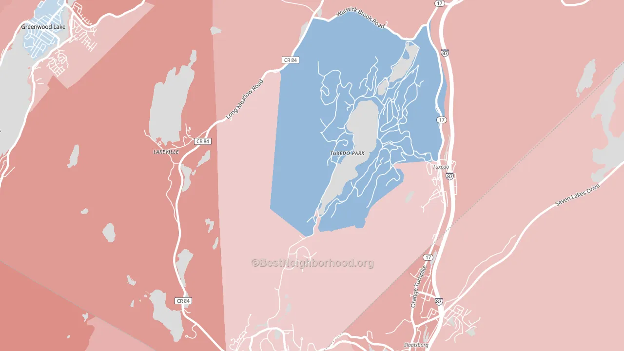10987, NY block-group political-lean map