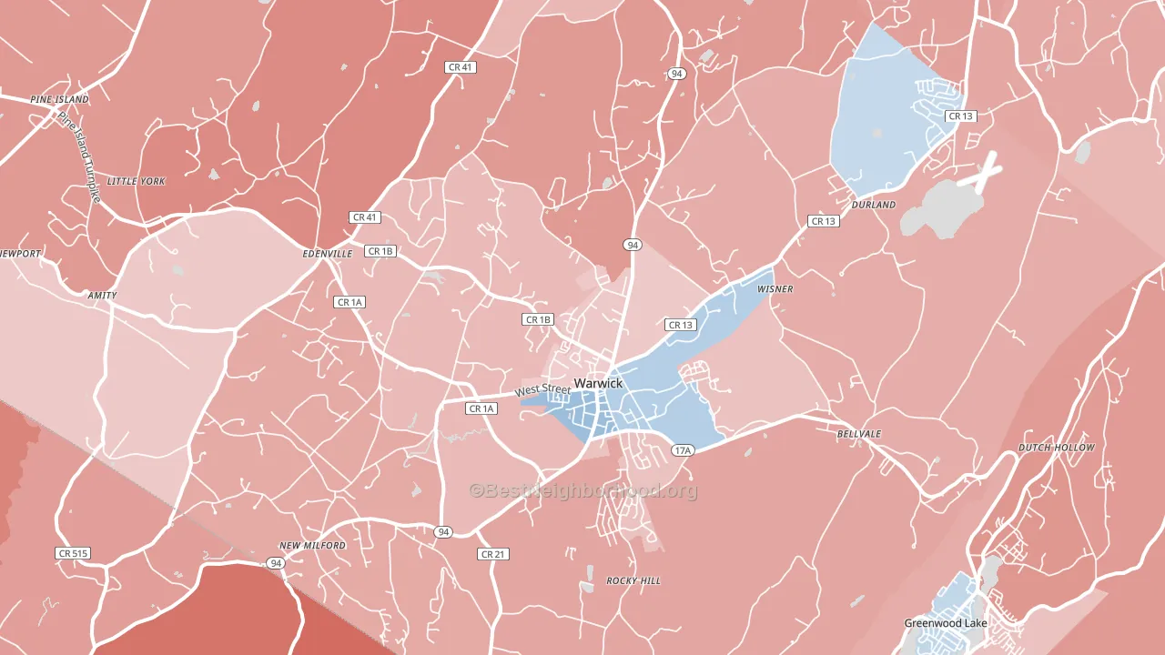 10990, NY block-group political-lean map