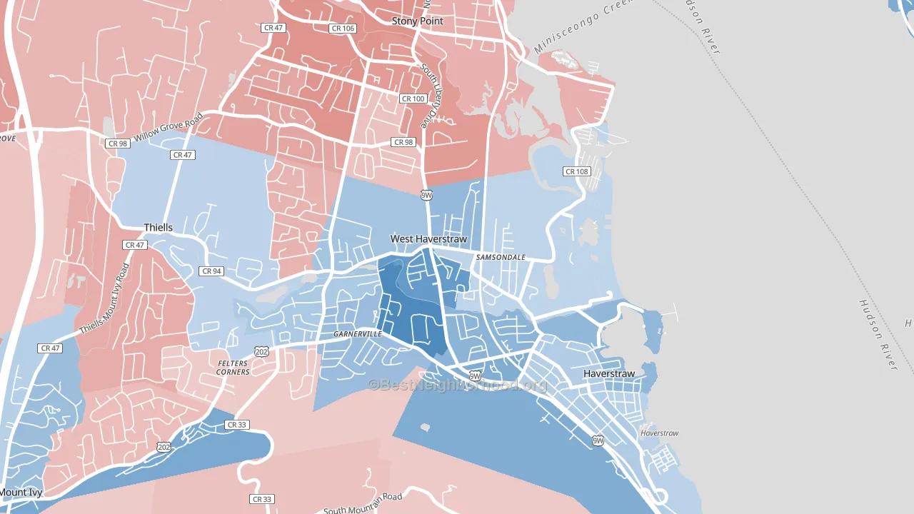 10993, NY block-group political-lean map