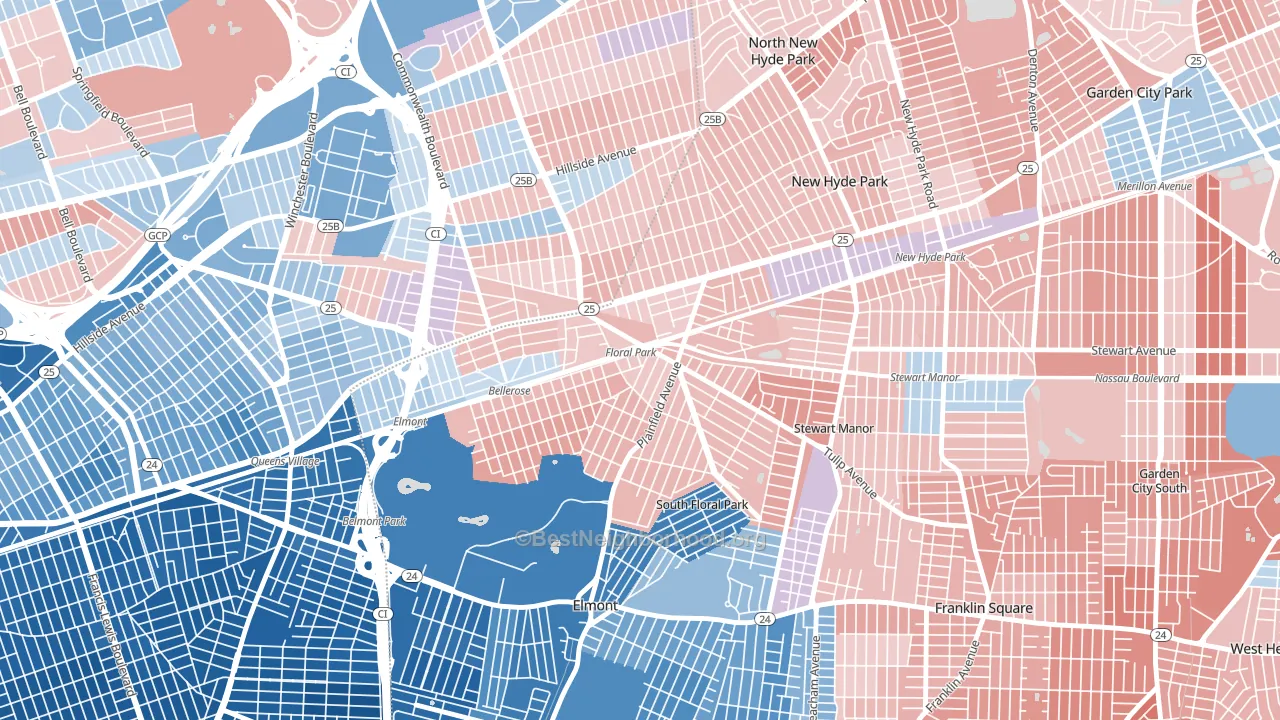 11001, NY block-group political-lean map