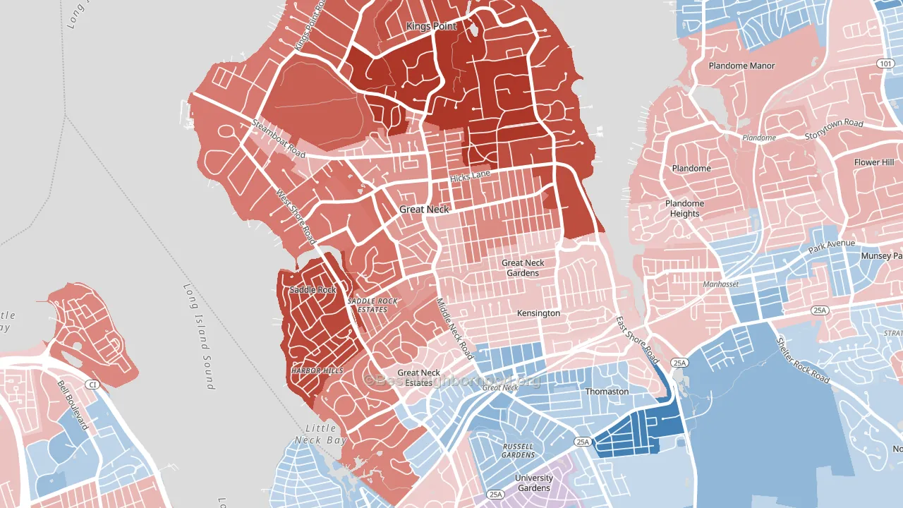 11023, NY block-group political-lean map