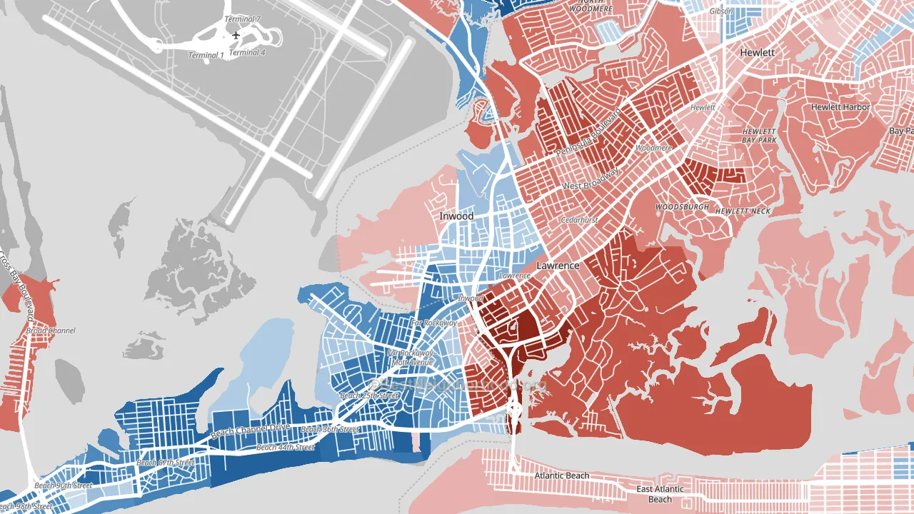 11096, NY block-group political-lean map