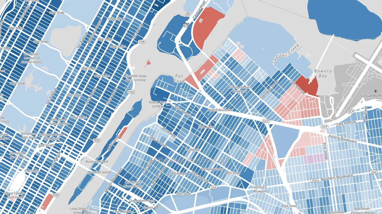 11102, NY block-group political-lean map