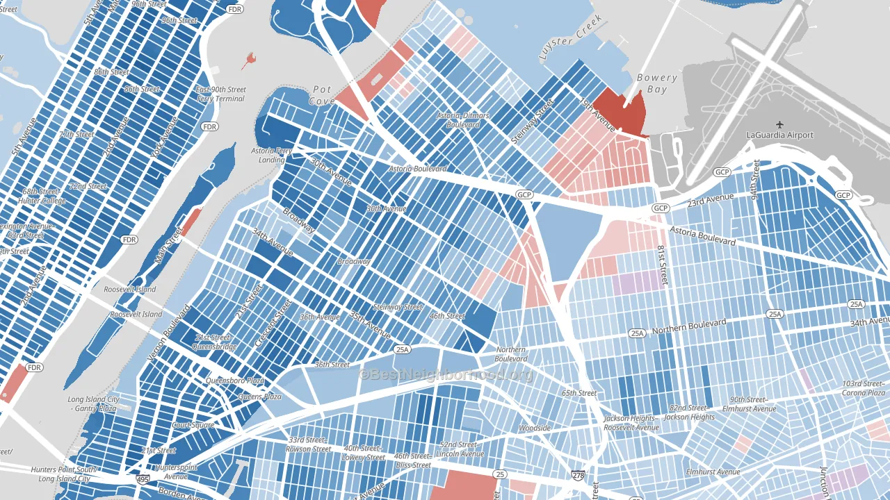 11103, NY block-group political-lean map