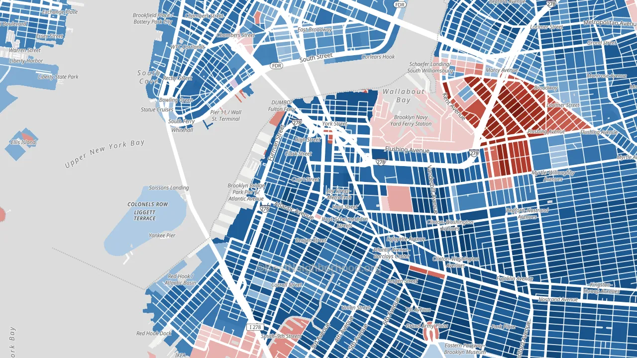 11201, NY block-group political-lean map