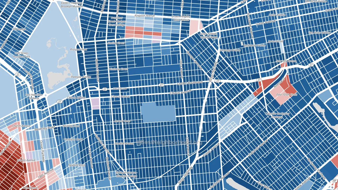 11203, NY block-group political-lean map