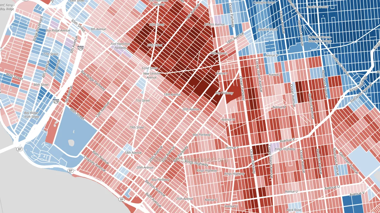 11204, NY block-group political-lean map