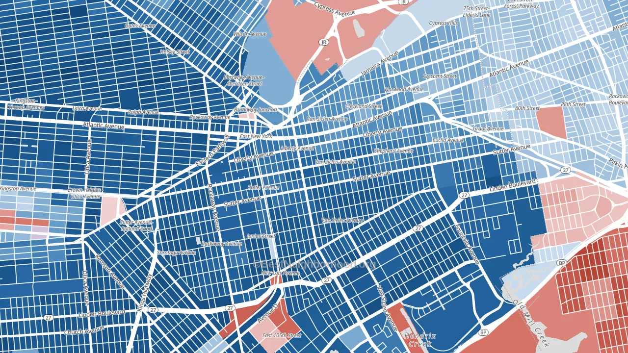 11207, NY block-group political-lean map