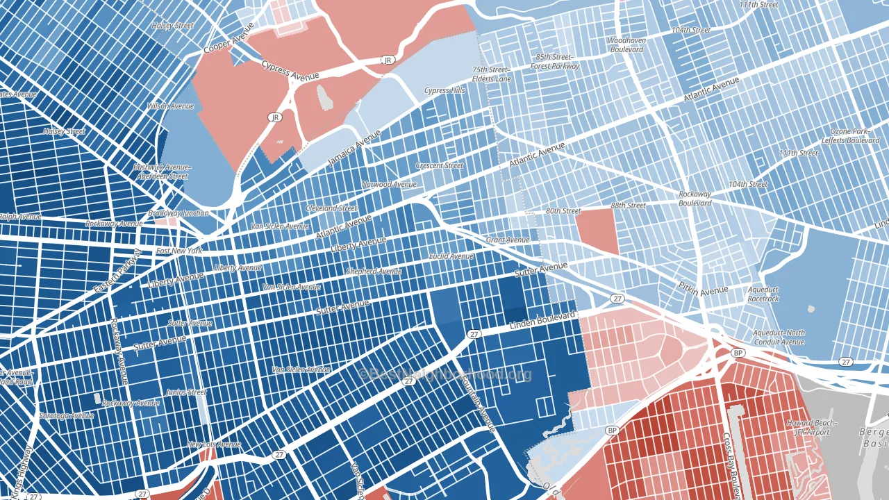 11208, NY block-group political-lean map