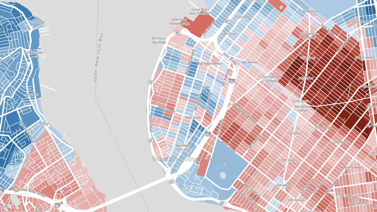 11209, NY block-group political-lean map