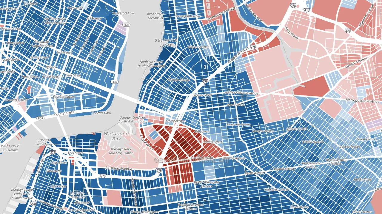11211, NY block-group political-lean map