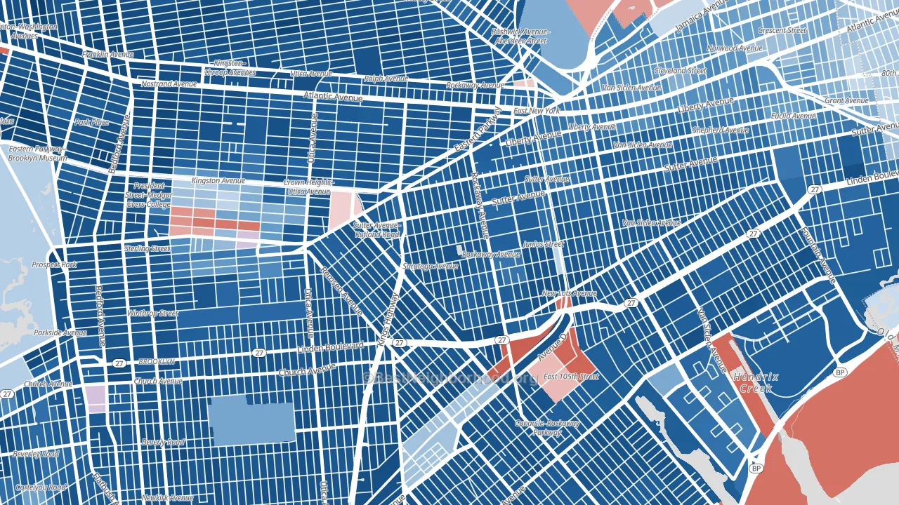 11212, NY block-group political-lean map