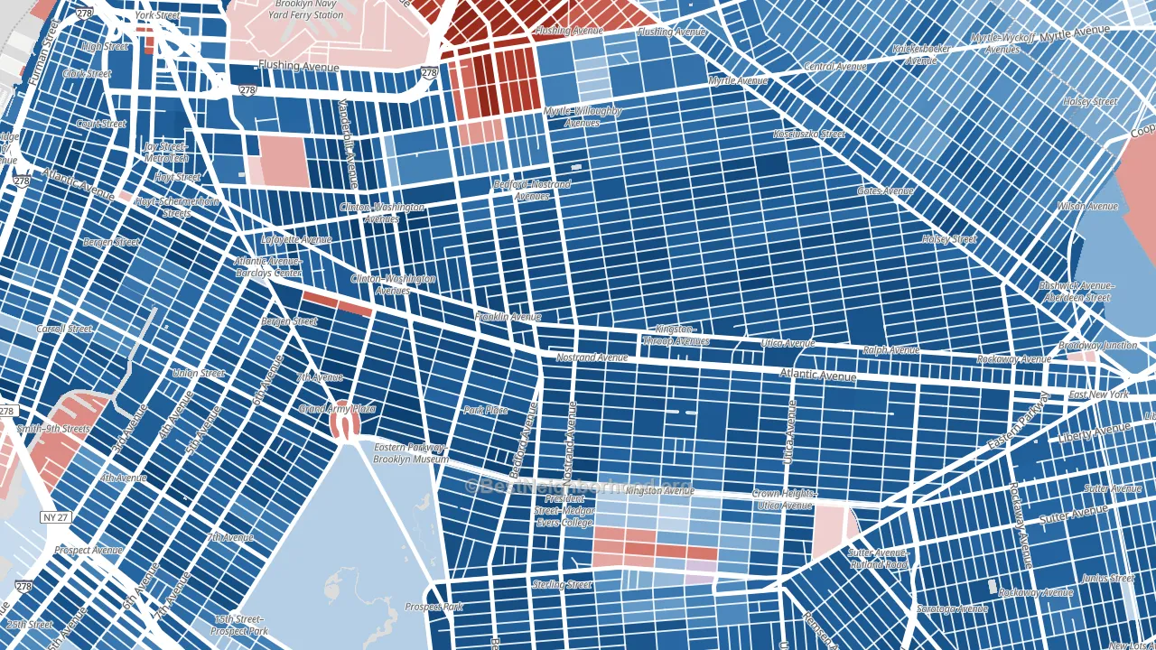 11216, NY block-group political-lean map