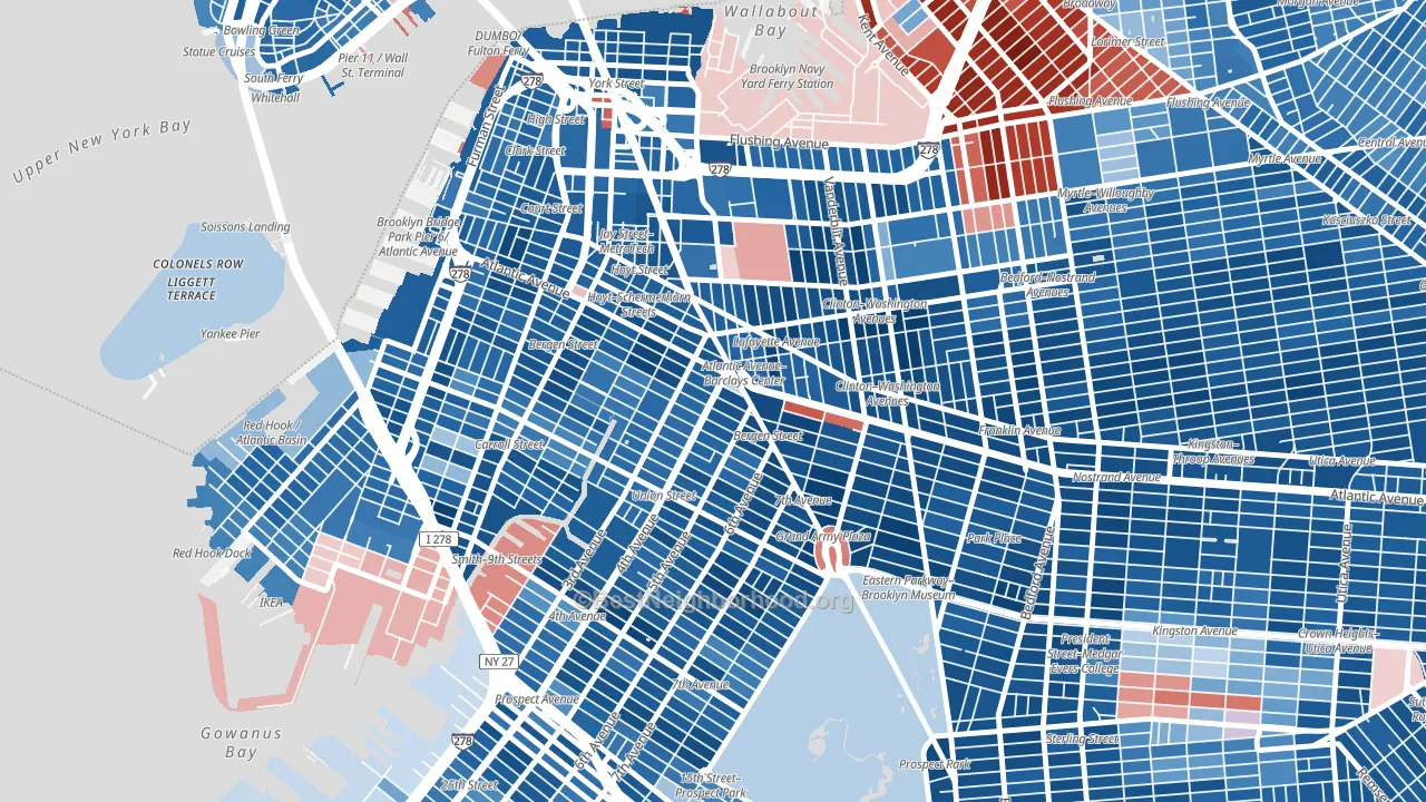11217, NY block-group political-lean map