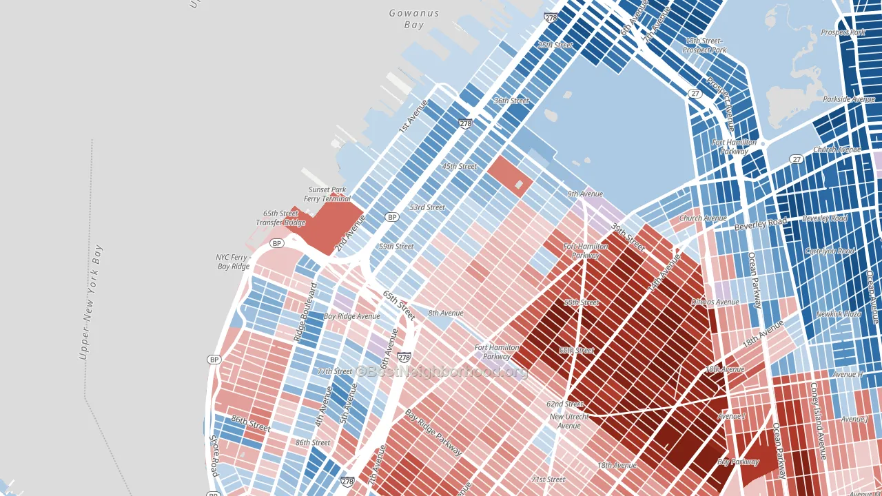 11220, NY block-group political-lean map