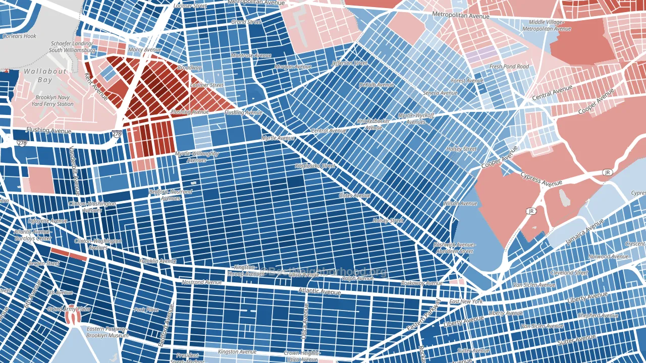 11221, NY block-group political-lean map