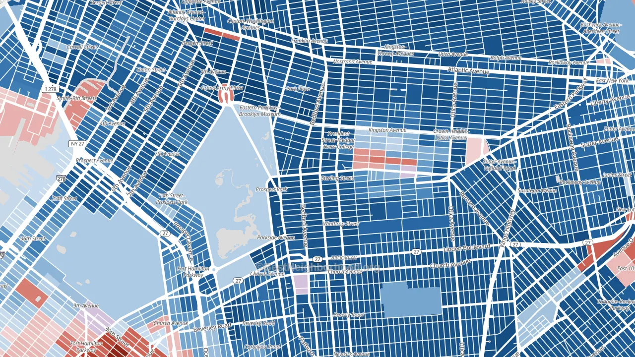 11225, NY block-group political-lean map